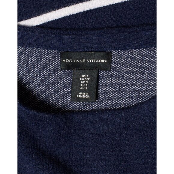 Adrienne Vittadini Womens Small Striped Sweater Scoop Neck Cuffed Sleeves - Picture 3 of 4